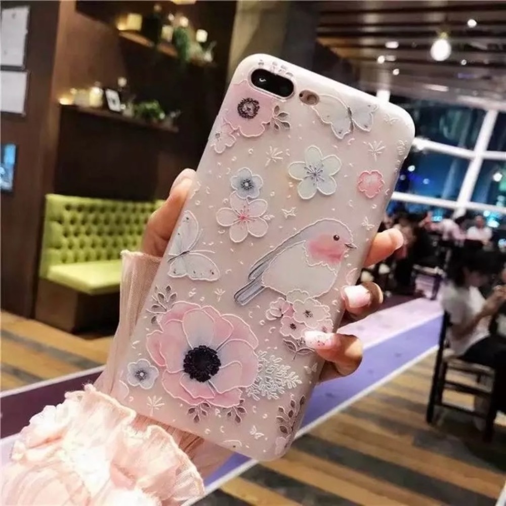 Soft Gel Birdie Cherry Blossom Sakura Flower Silicone iPhone 7/8 Cases